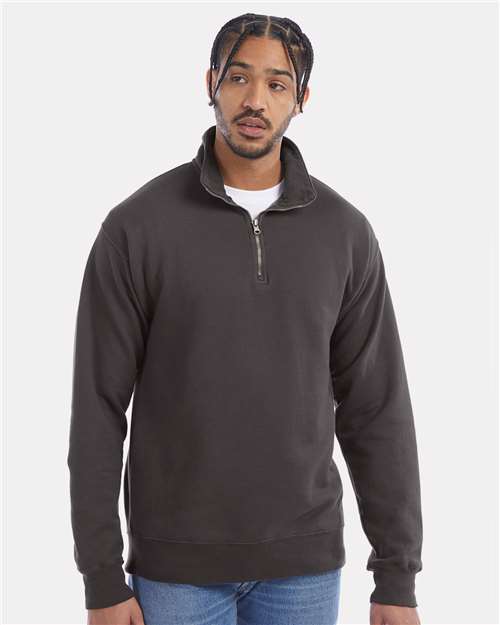 New Railroad Grey Garment-Dyed Quarter-Zip Sweatshirt - GDH425