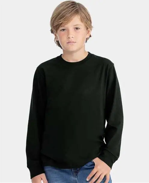 Next Level 3311 Youth Cotton Long Sleeve T-shirt - Black