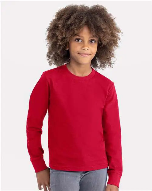 Next Level 3311 Youth Cotton Long Sleeve T-shirt - Red