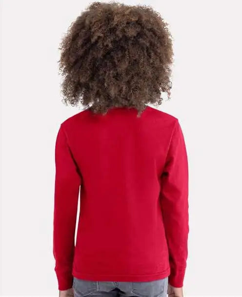 Next Level 3311 Youth Cotton Long Sleeve T-shirt - Red