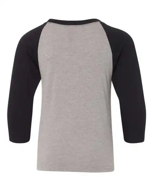 Next Level 3352 Youth Cvc Three-quarter Sleeve Raglan - Black Sleeves Dark Heather Grey Body