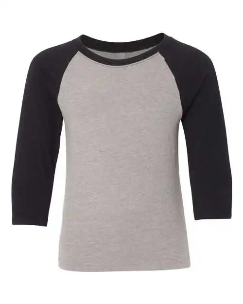 Next Level 3352 Youth Cvc Three-quarter Sleeve Raglan - Black Sleeves Dark Heather Grey Body
