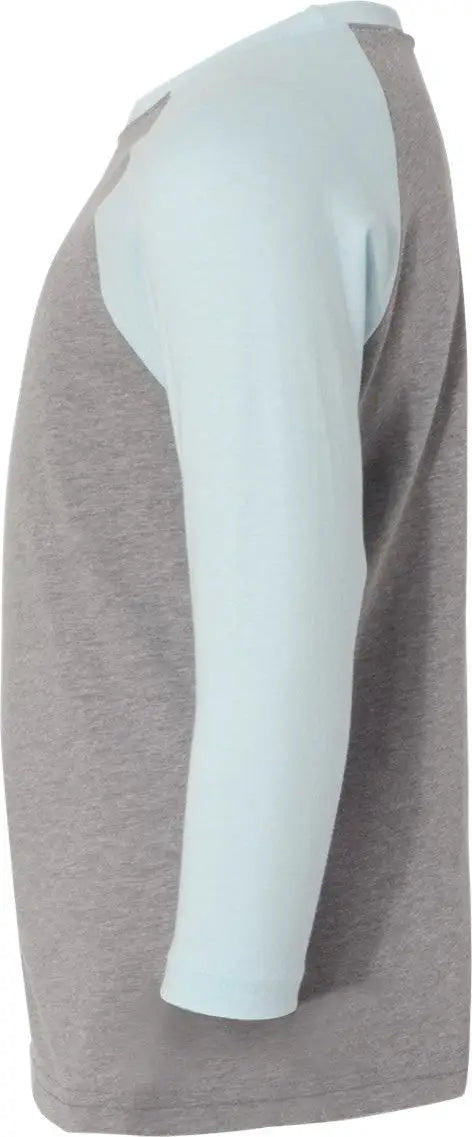 Next Level 3352 Youth Cvc Three-quarter Sleeve Raglan T-shirt - Ice Blue Sleeves Dark Heather Gray Body - Sleeves/ / Xl