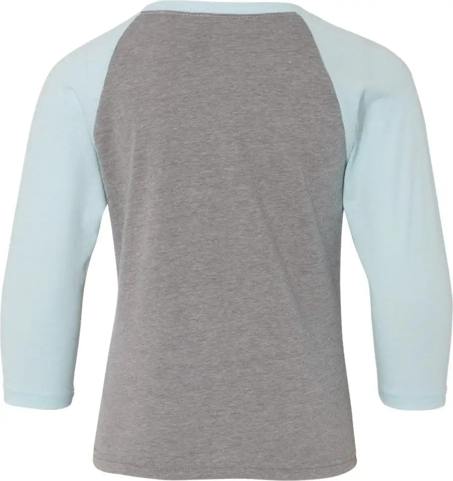 Next Level 3352 Youth Cvc Three-quarter Sleeve Raglan T-shirt - Ice Blue Sleeves Dark Heather Gray Body - Sleeves/ / Xl