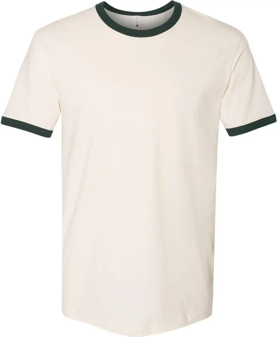 Next Level 3604 Retro Ringer Cotton T-shirt - Natural - Forest Green - Natural/ / Adult Xs