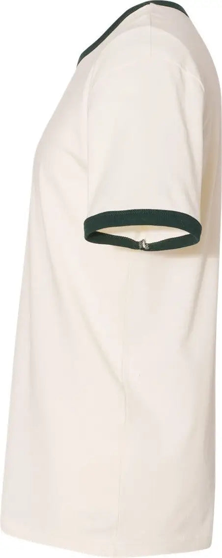 Next Level 3604 Retro Ringer Cotton T-shirt - Natural - Forest Green