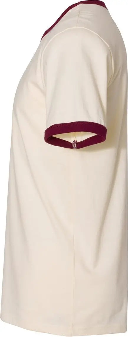 Next Level 3604 Retro Ringer Cotton T-shirt - Natural - Maroon