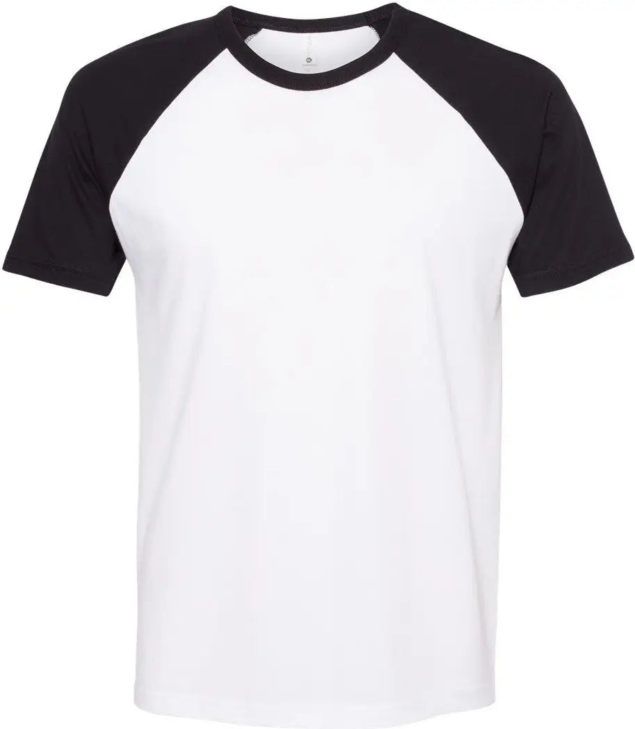 Next Level 3650 Cotton Raglan T-shirt - Black White - Black/ / Adult Xs