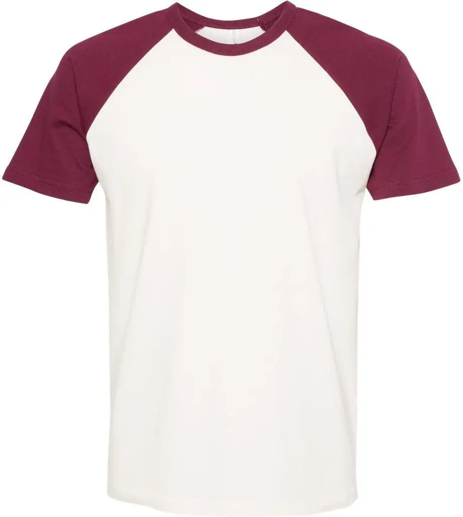 Next Level 3650 Cotton Raglan T-shirt - Maroon Natural - Maroon/ / Adult Xs