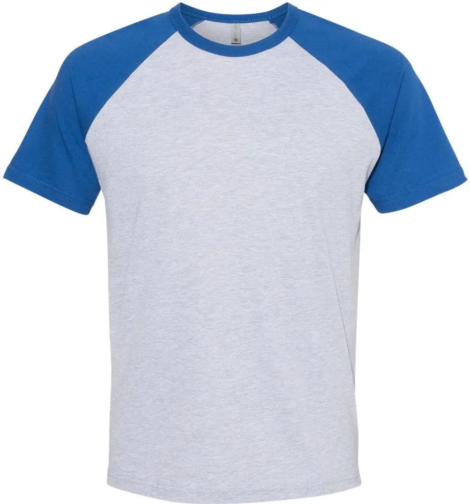 Next Level 3650 Cotton Raglan T-shirt - Royal Heather Gray - Royal/ / Adult Xs