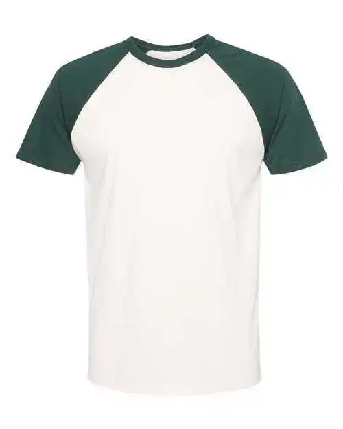 Next Level 3650 Fine Jersey Short Sleeve Raglan Tee - Forest Green Natural