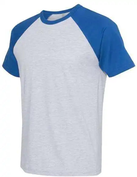 Next Level 3650 Fine Jersey Short Sleeve Raglan Tee - Royal Heather Grey