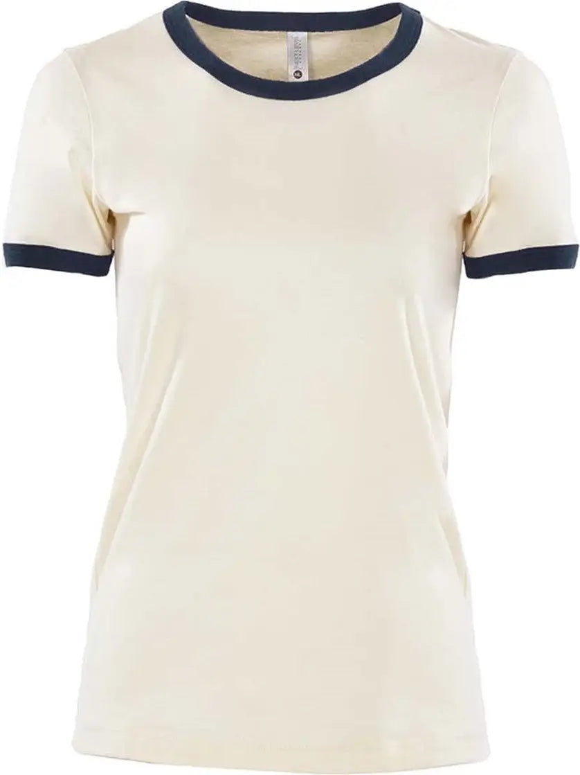 Next Level 3904 Women’s Ringer Tee - Natural/ Midnight Navy / Ladies s