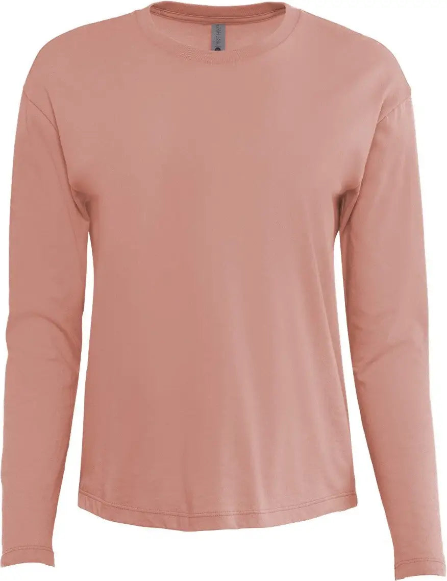 Next Level 3911 Women’s Cotton Relaxed Long Sleeve T-shirt - Desert Pink - Ladies Xs