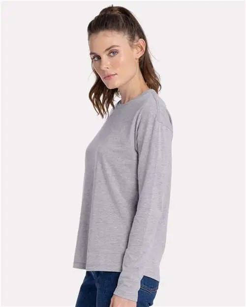 Next Level 3911 Women’s Cotton Relaxed Long Sleeve T-shirt - Heather Gray