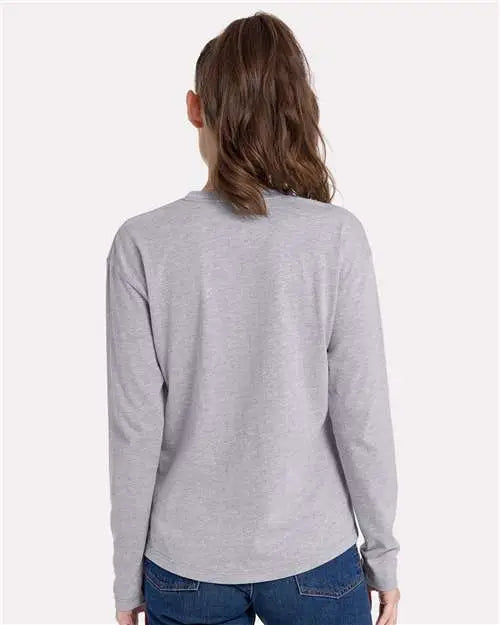 Next Level 3911 Women’s Cotton Relaxed Long Sleeve T-shirt - Heather Gray