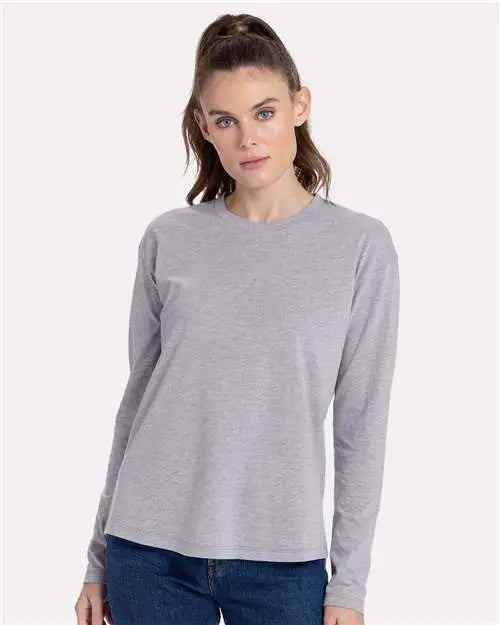 Next Level 3911 Women’s Cotton Relaxed Long Sleeve T-shirt - Heather Gray