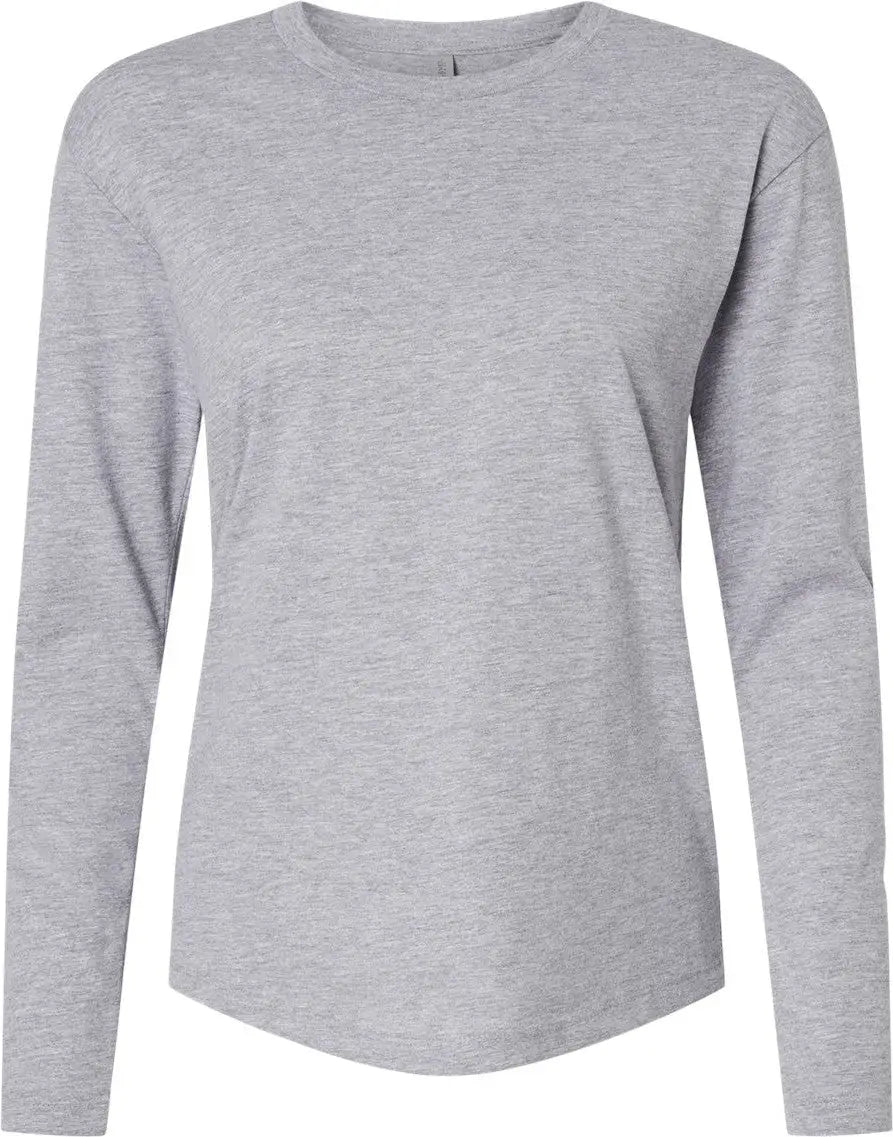 Next Level 3911 Women’s Cotton Relaxed Long Sleeve T-shirt - Heather Gray - Ladies Xs