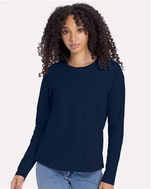 Next Level 3911 Women’s Cotton Relaxed Long Sleeve T-shirt - Midnight Navy