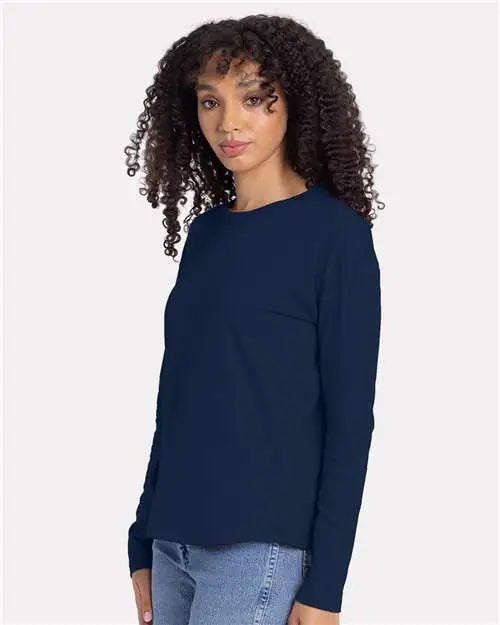 Next Level 3911 Women’s Cotton Relaxed Long Sleeve T-shirt - Midnight Navy