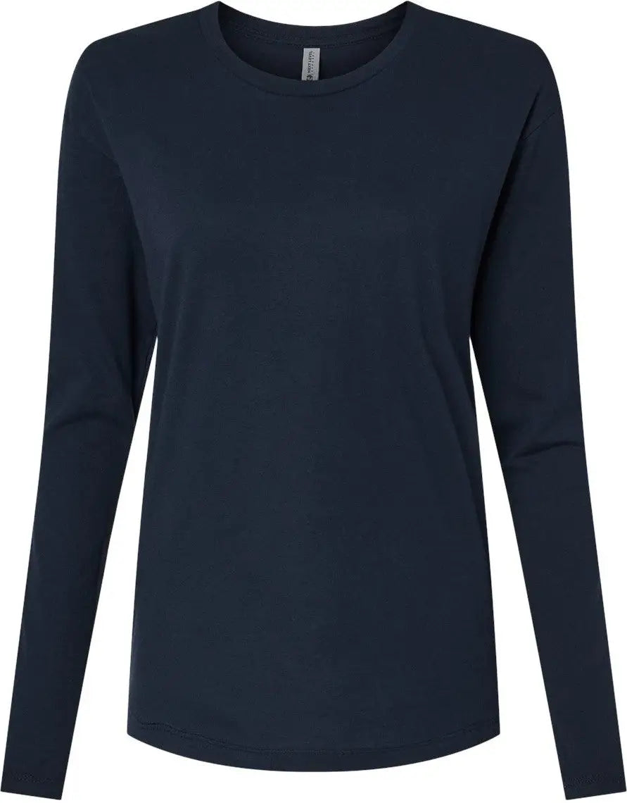 Next Level 3911 Women’s Cotton Relaxed Long Sleeve T-shirt - Midnight Navy - Ladies Xs