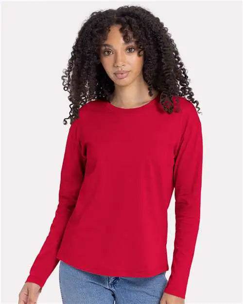 Next Level 3911 Women’s Cotton Relaxed Long Sleeve T-shirt - Red