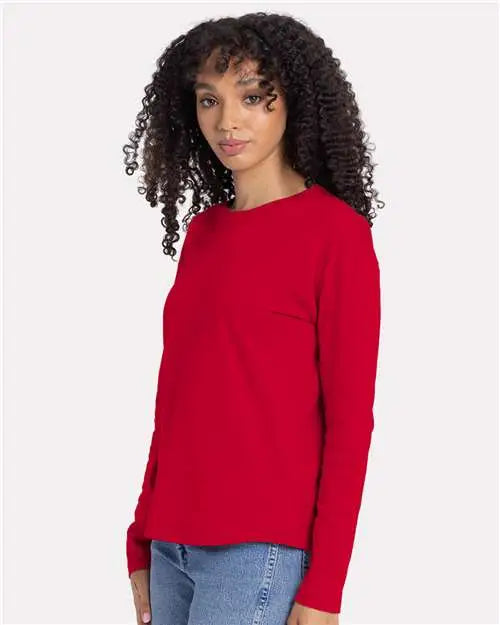Next Level 3911 Women’s Cotton Relaxed Long Sleeve T-shirt - Red
