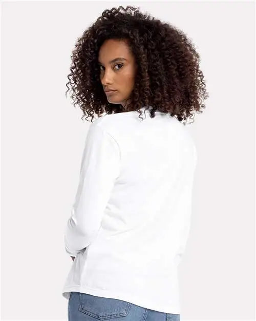 Next Level 3911 Women’s Cotton Relaxed Long Sleeve T-shirt - White
