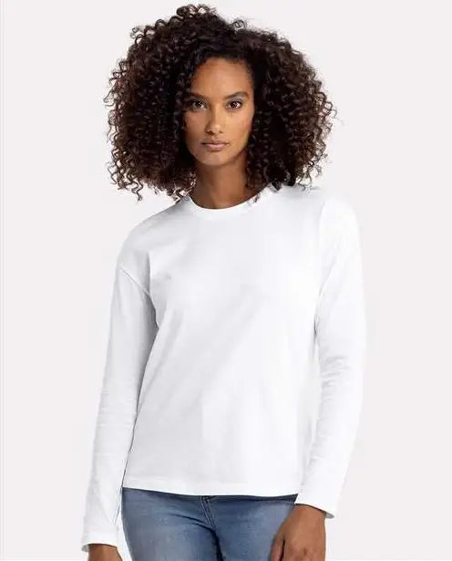 Next Level 3911 Women’s Cotton Relaxed Long Sleeve T-shirt - White