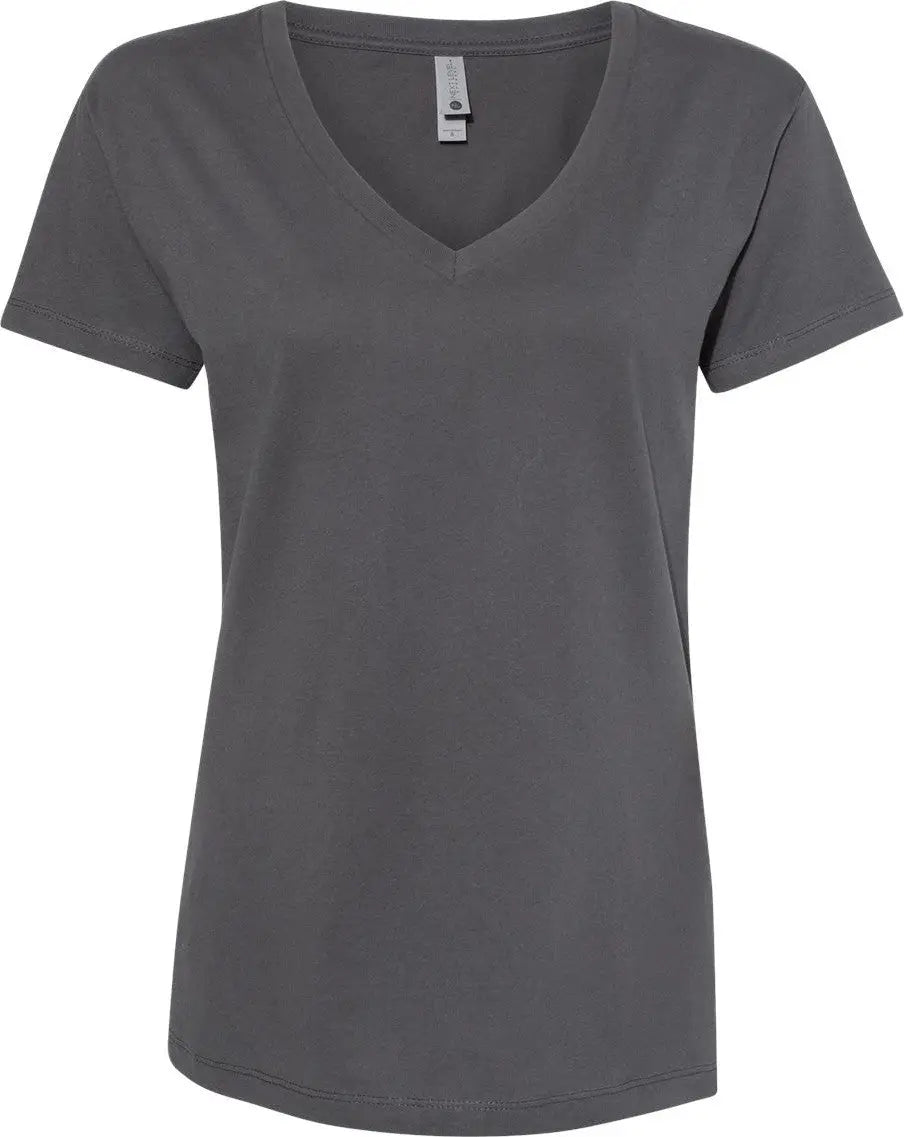 Next Level 3940 Women’s Cotton V-neck T-shirt - Heavy Metal - Ladies Xs