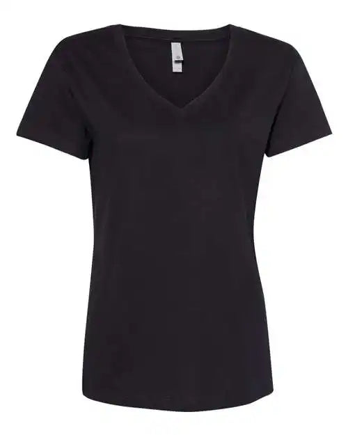 Next Level 3940 Womens Fine Jersey Relaxed v T-shirt - Black