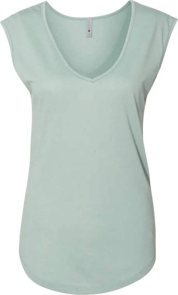Next Level 5040 Women’s Festival Sleeveless Deep V-neck T-shirt - Stonewash Green - Ladies Xs