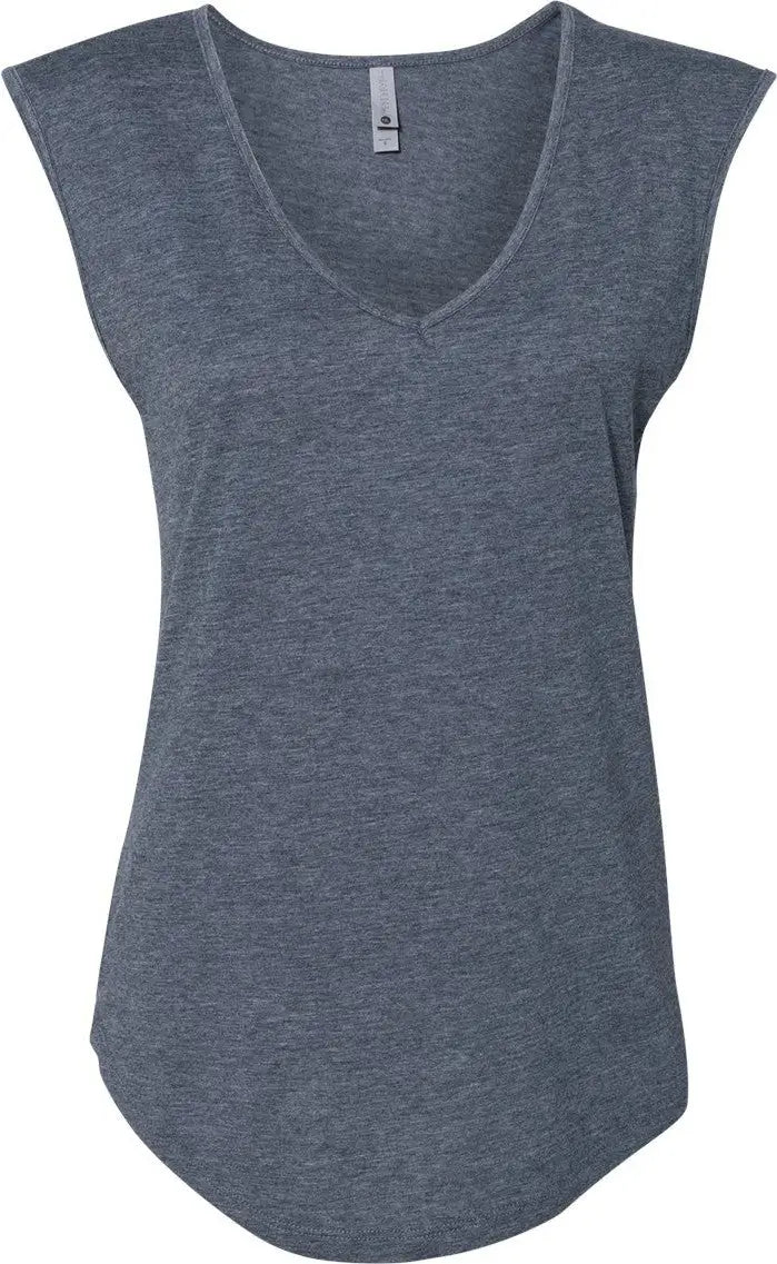 Next Level 5040 Women’s Festival Sleeveless Deep V-neck T-shirt - Antique Denim - Ladies Xs