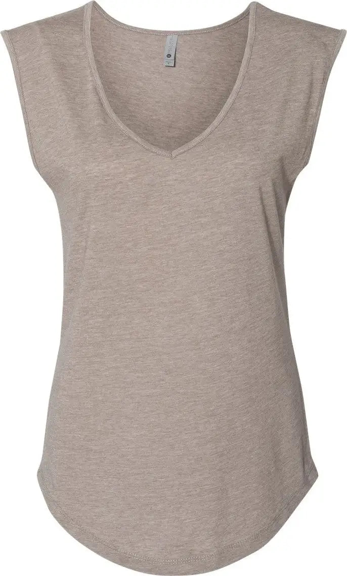 Next Level 5040 Women’s Festival Sleeveless Deep V-neck T-shirt - Ash - Ladies Xs