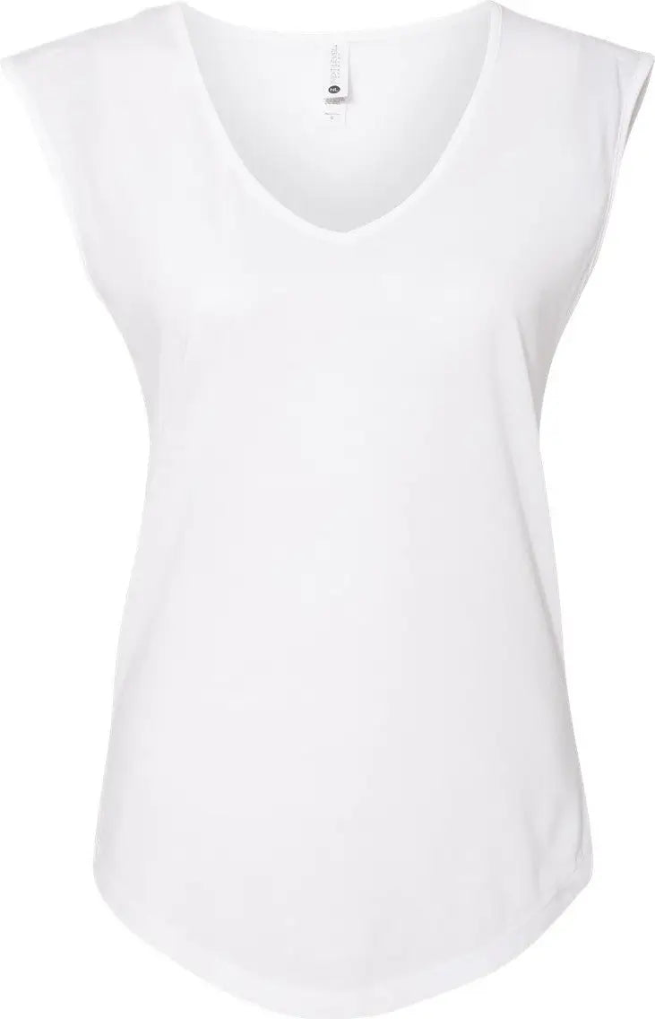 Next Level 5040 Women’s Festival Sleeveless Deep V-neck T-shirt - White - Ladies Xs