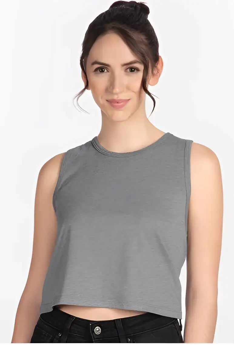 Next Level 5083 Women’s Festival Cropped Tank - Heather Gray