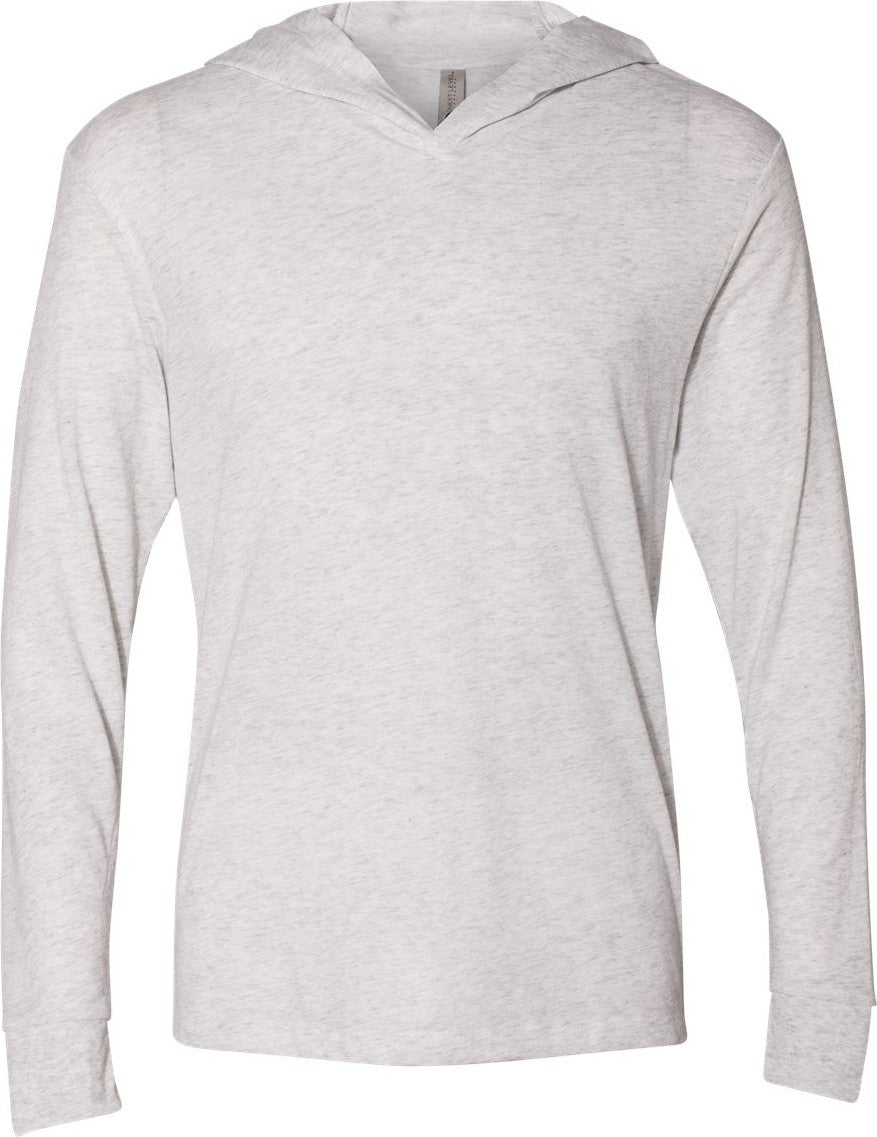 Next Level 6021 Triblend Hooded Long Sleeve Pullover - Heather White - Adult Xs