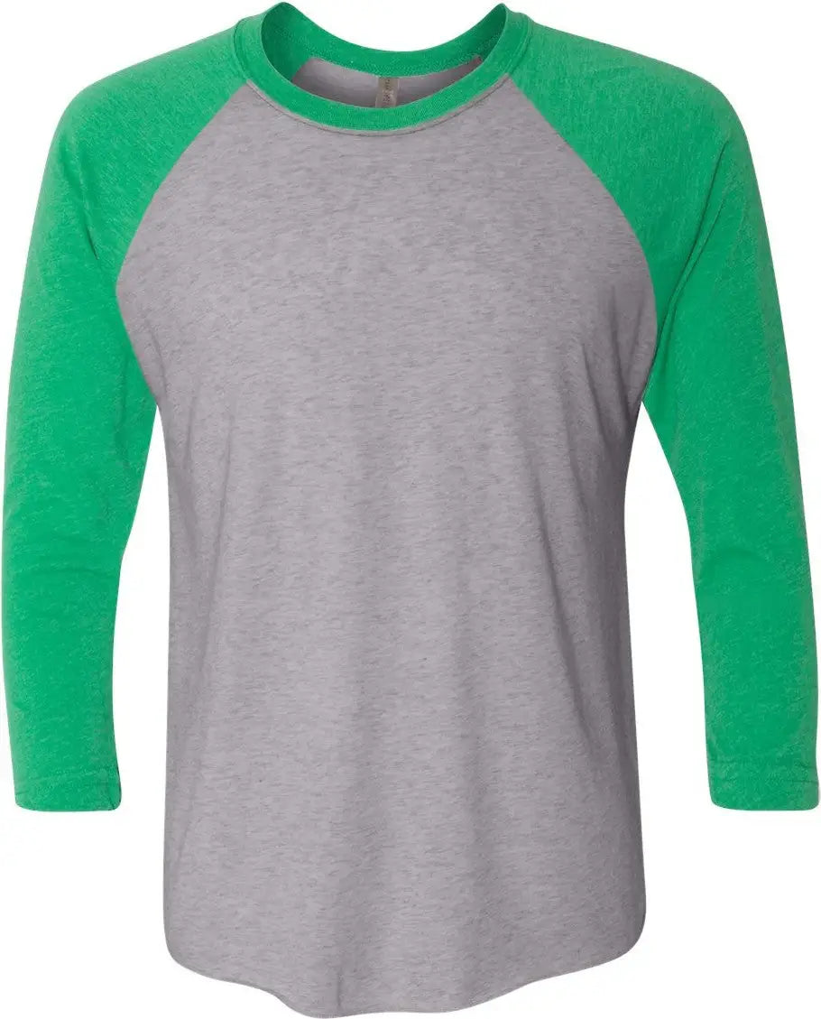 Next Level 6051 Tri-blend 3/4 Raglan T-shirt - Envy - Premium Heather - Green Gray / Adult Xs
