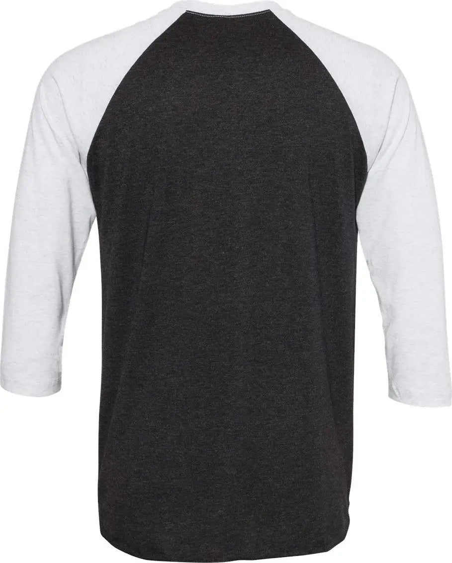 Next Level 6051 Tri-blend 3/4 Raglan T-shirt - Heather White - Vintage Black