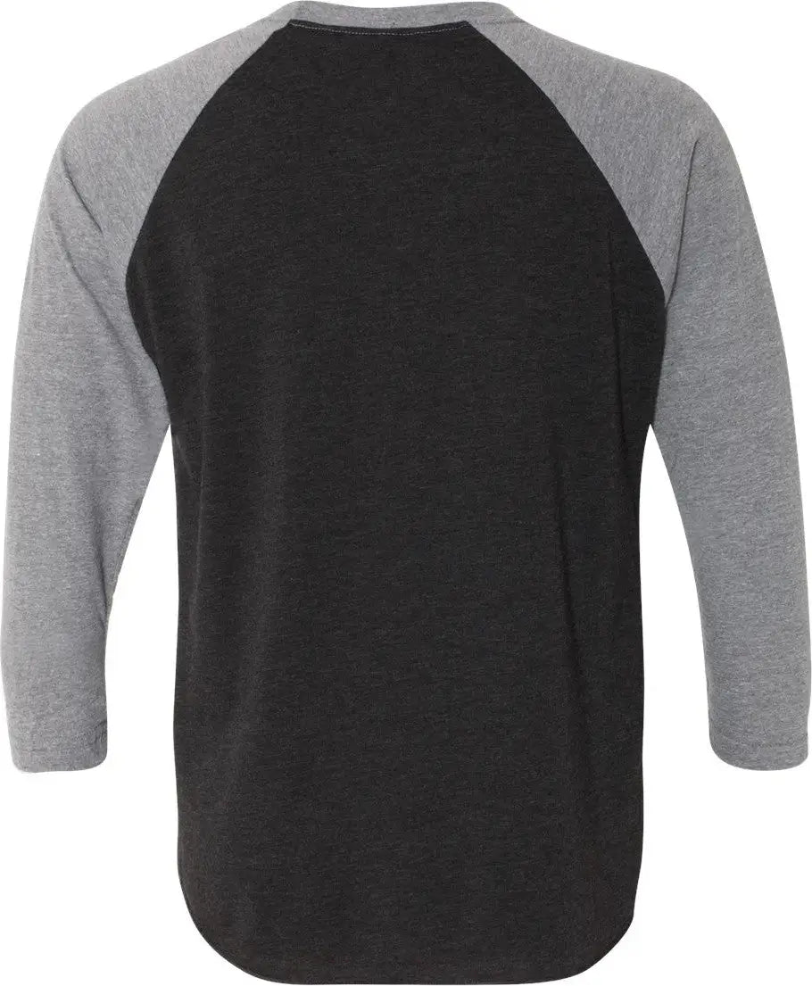 Next Level 6051 Tri-blend 3/4 Raglan T-shirt - Premium Heather - Vintage Black - Gray / Adult Xs