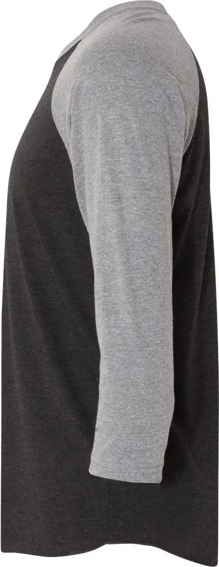 Next Level 6051 Tri-blend 3/4 Raglan T-shirt - Premium Heather - Vintage Black