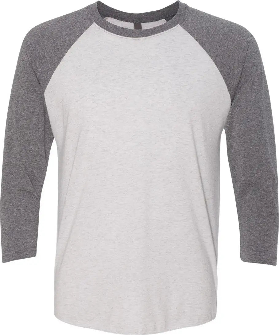 Next Level 6051 Tri-blend 3/4 Raglan T-shirt - Premium Heather - White