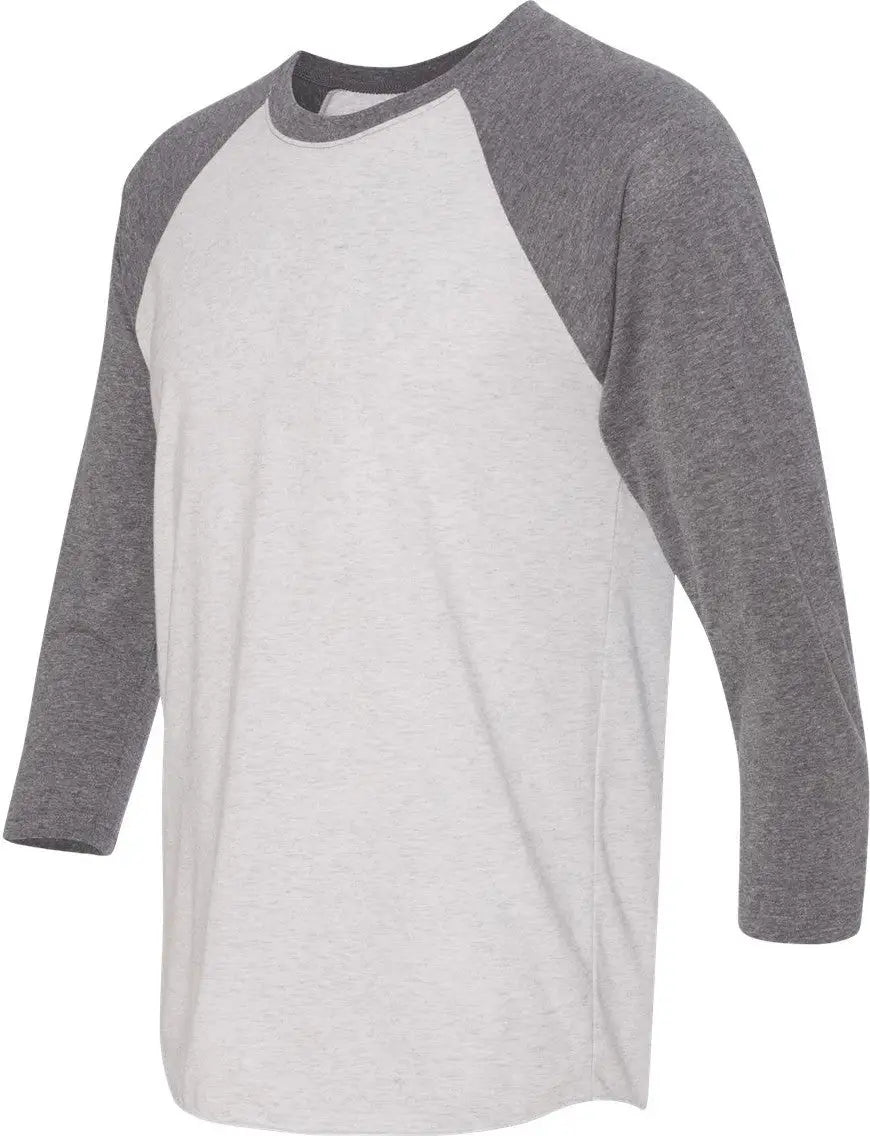 Next Level 6051 Tri-blend 3/4 Raglan T-shirt - Premium Heather - White - Gray / Adult Xs