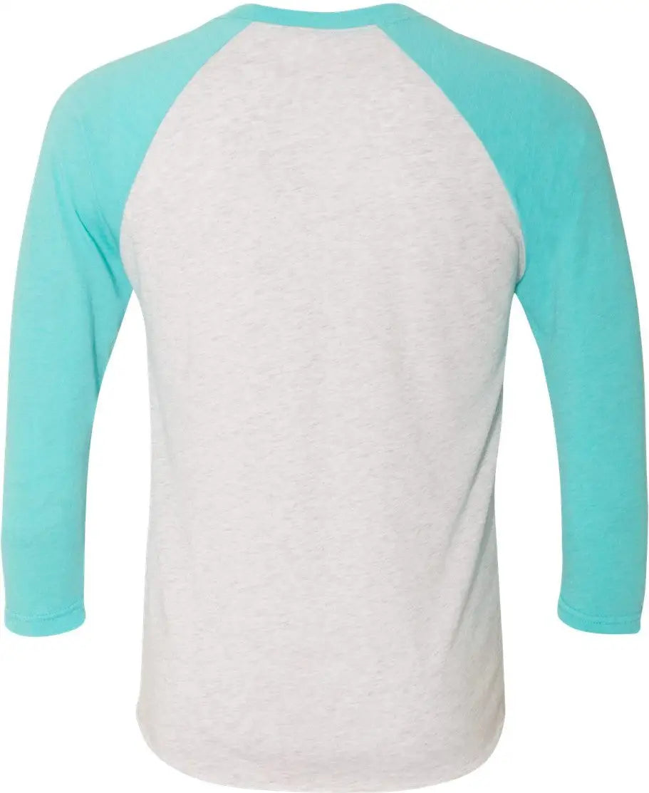 Next Level 6051 Tri-blend 3/4 Raglan T-shirt - Tahiti Blue - Heather White