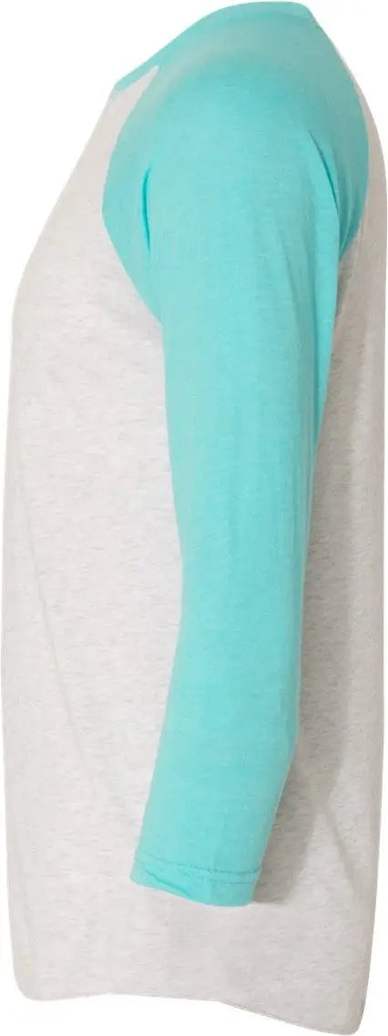 Next Level 6051 Tri-blend 3/4 Raglan T-shirt - Tahiti Blue - Heather White