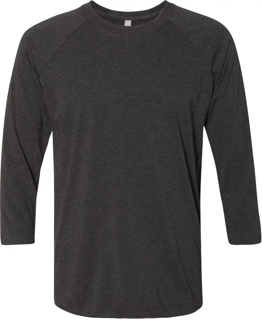 Next Level 6051 Tri-blend 3/4 Raglan T-shirt - Vintage Black - Adult Xs