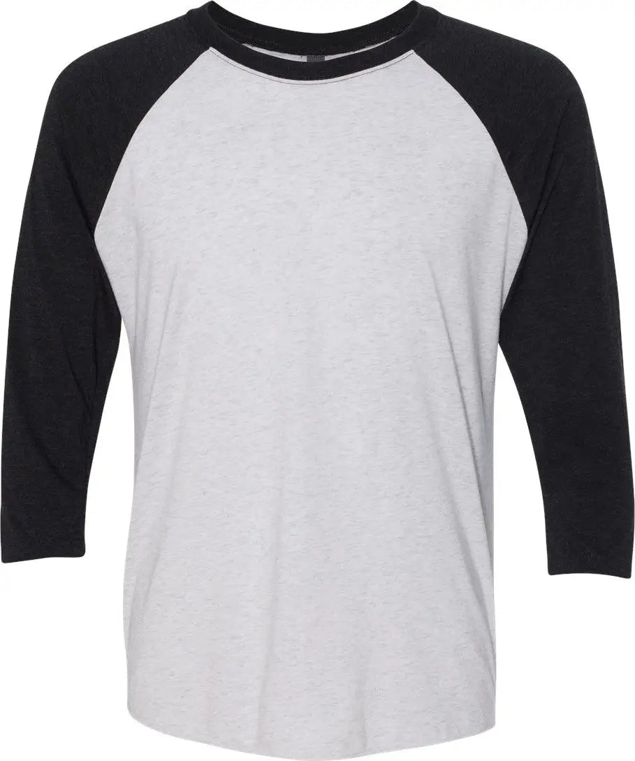 Next Level 6051 Tri-blend 3/4 Raglan T-shirt - Vintage Black - Heather White