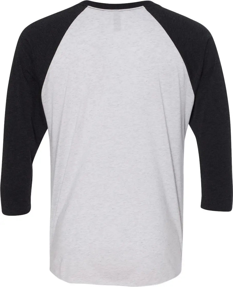 Next Level 6051 Tri-blend 3/4 Raglan T-shirt - Vintage Black - Heather White