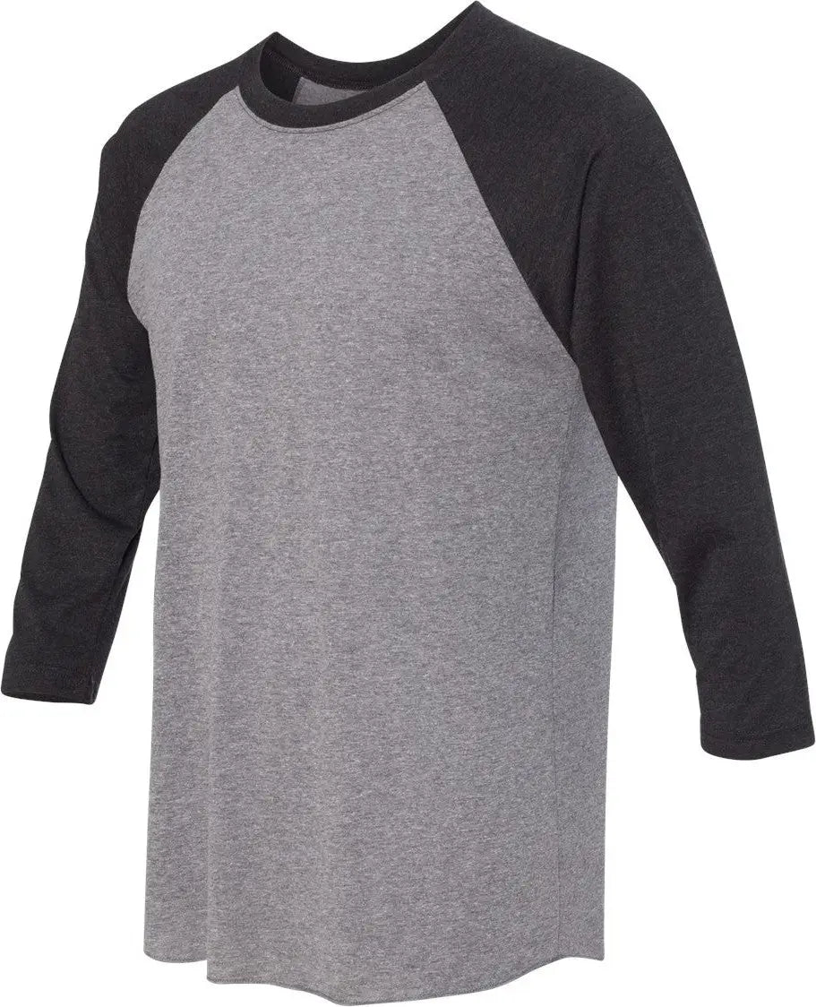 Next Level 6051 Tri-blend 3/4 Raglan T-shirt - Vintage Black - Premium Heather - Adult Xs