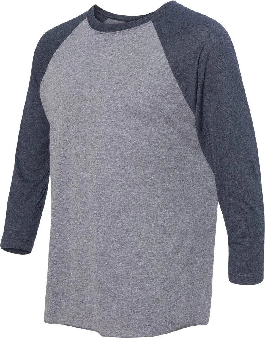 Next Level 6051 Tri-blend 3/4 Raglan T-shirt - Vintage Navy - Premium Heather - Adult Xs